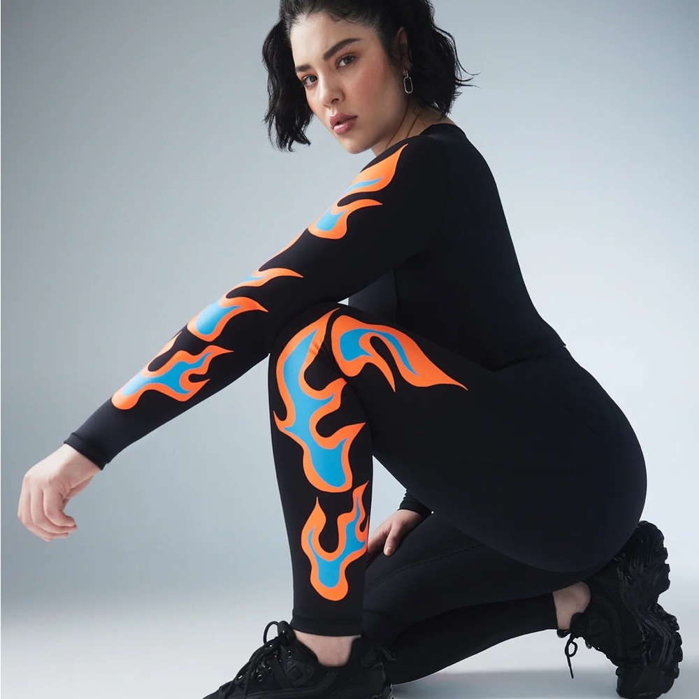 Savage x Fenty Size Small Black Leggings Flame Detail